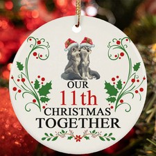 Our 11th Christmas Together Ornament Funny Wolf Couple 11 Year Anniversary Gift