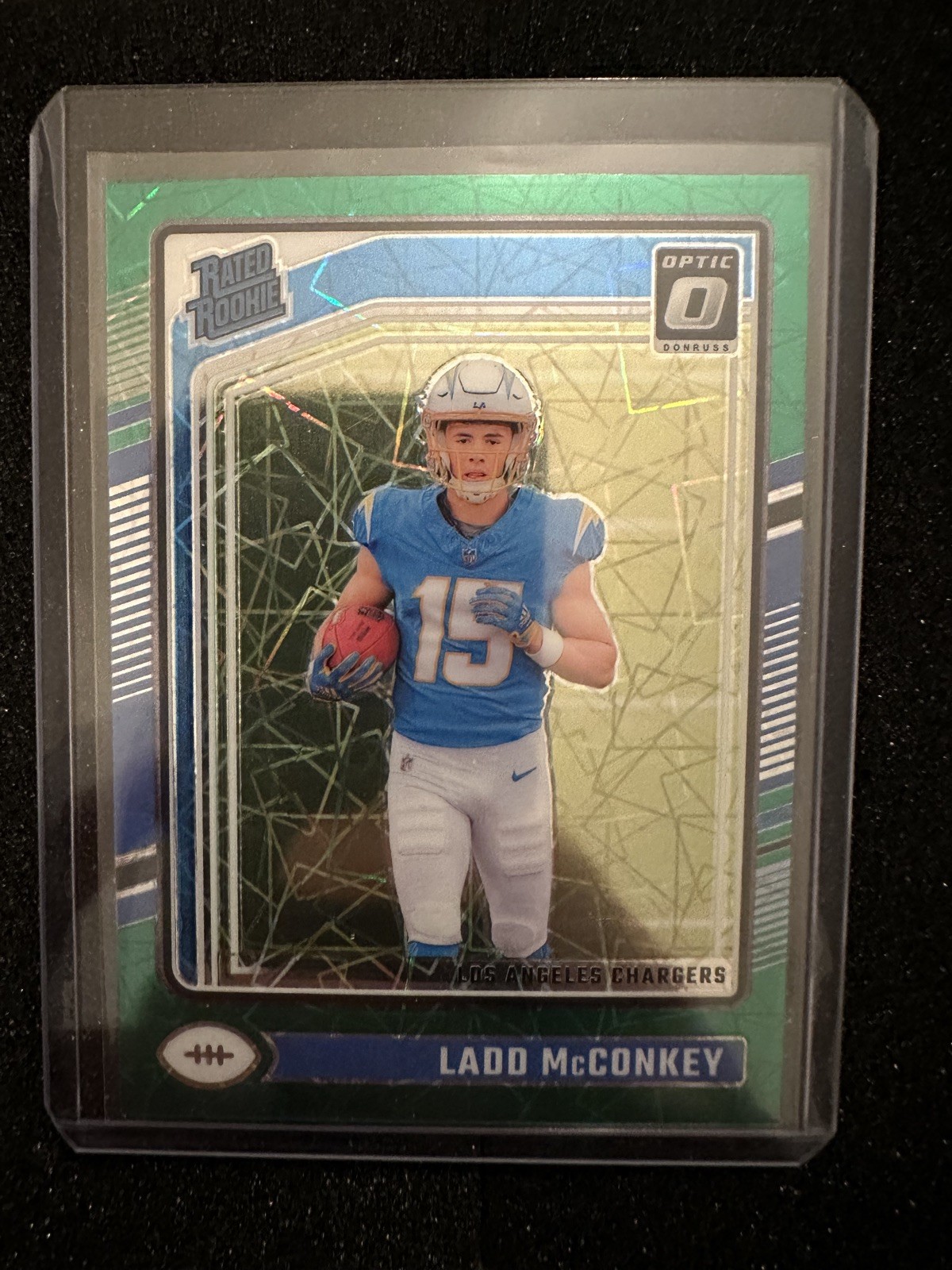 2024 Panini Donruss Optic 266 Ladd McConkey Rated Rookie Green Velocity