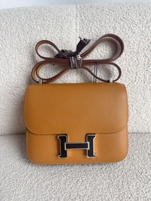 Hermes Mini Constance 18 Miroir Sesame Epsom Enamel Palladium Hardware