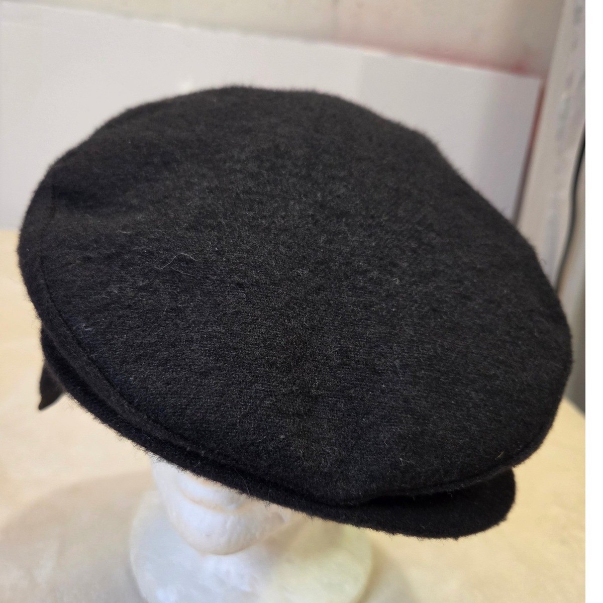 Thinsulate Flat Cap Mens Medium Black Good Wool Blend Ear Flaps Winter Hat View 2