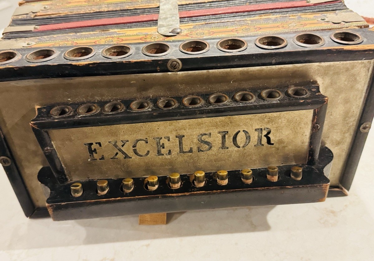 Antique Accordion Squeeze Box Excelsior Germany Music Box Parts or