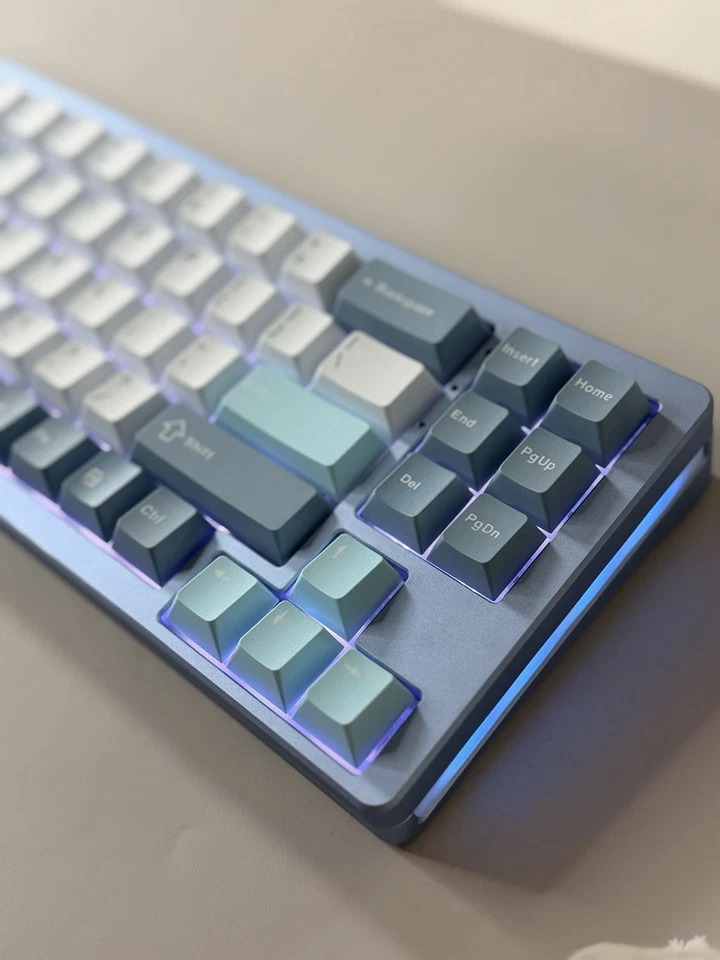 Womier SK71 Gaming Keyboard Aluminum Wireless Mechanical Keyboard Silver Blue - Image 2 of 4