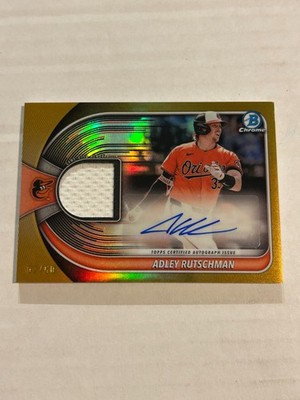 2025 BOWMAN CHROME ADLEY RUTSCHMAN 2/50 GOLD REFRACTOR PATCH AUTO ORIOLES SP TN3