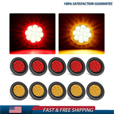 10pcs 2.5 13 Leds Round Trailer Marker Lights Reflectors 5 Amber Red Sealed I