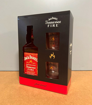 Jack Daniel s Tennessee Fire Geschenkset mit 2 Gläsern Box