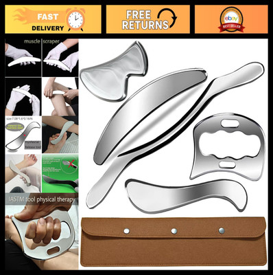 5 in 1 Stainless Steel Muscle Scraper Gua Sha Massage Tool Set, Scraping Tool Ph