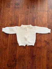 Vintage White Royal Knitwear Acrylic Infant Cardigan Sweater