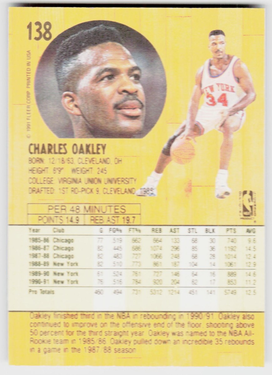 Charles Oakley, 1991-92 Fleer, #138, New York Knicks, | eBay