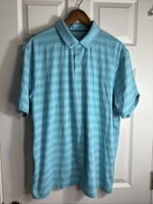 Under Armour Men  s Teal Blue Striped HeatGear Loose Fit Polo Shirt Size XL
