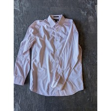 Banana Republic Mens Slim Fit Non-Iron Cotton Dress Shirt Pink White Grid Large