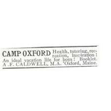 Camp Oxford Vacation Life A. F. Caldwell Oxford ME 1903 Magazine Ad SAG6-S32