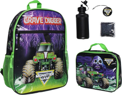 Monster Jam Grave Digger 5-Piece Backpack Set with Lunch Box