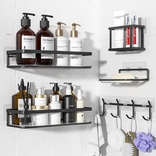 Adhesive Shower Caddy, 5 Pack Rustproof Stainless Steel Bathroom Shelves, No ...