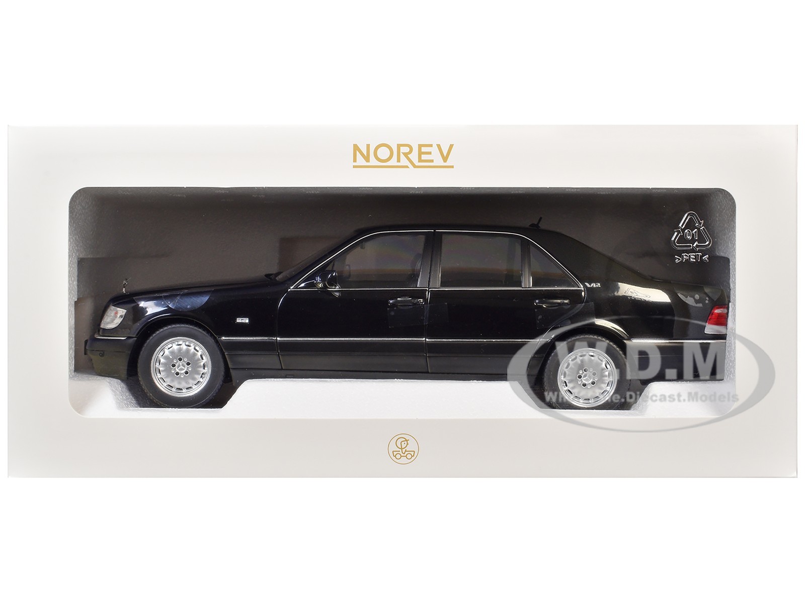 1997 MERCEDES-BENZ S600 OBSIDIAN BLACK 1/18 DIECAST MODEL BY NOREV 183045
