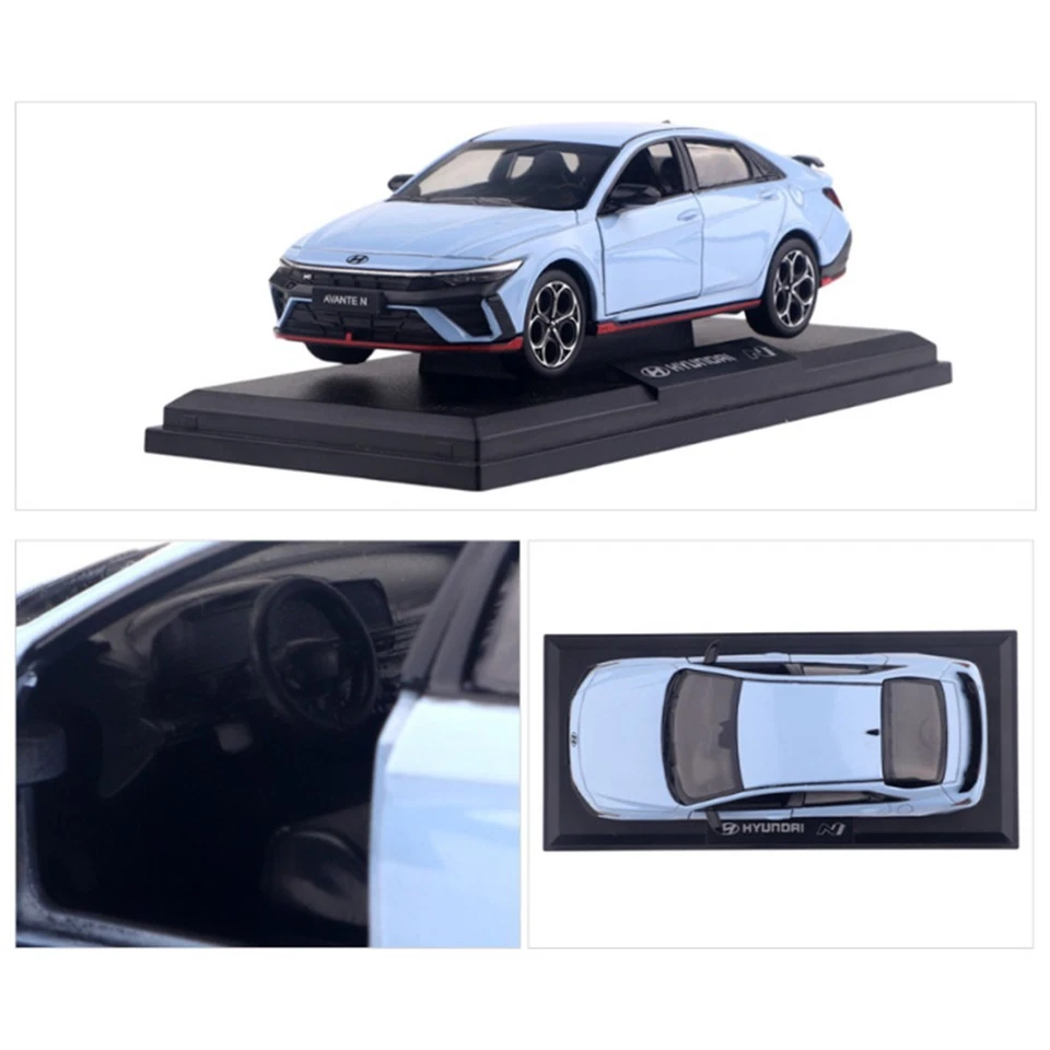 Hyundai Avante N Facelift 1:38 Diecast Modelo Coche Azul Pull Back Juguete con Base Foto 3 de 4