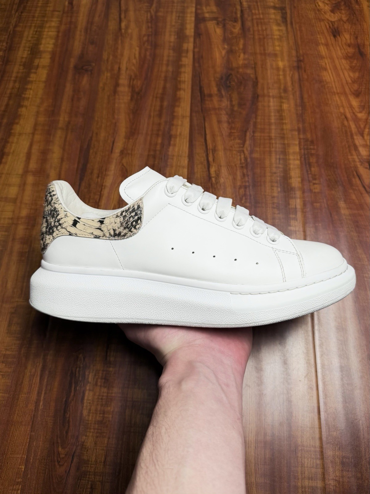 Alexander McQueen White Beige Python Snakeskin Me… - image 4