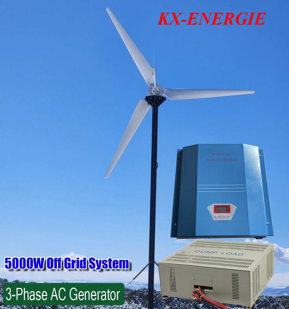 5KW Wind Turbine Generator Wind Power with Off Grid Hybrid Charge Controller