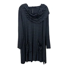 Match Point Cowl Neck Tunic Top Sz Extra Large Black Gray Modal Pockets USA Made