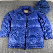 Vintage Woolrich Teton Mountain Coat Goose Down Parka Jacket Blue Men’s M Hood