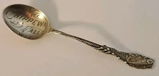 CHIPPEWA FALLS Sterling Silver FISHING Souvenir Spoon Paye Baker ART NOUVEAU
