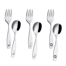 Kids Silverware 6 Pieces Children'S Safe Flatware Set Stainless Steel - 3 X Chil