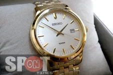 Seiko Neo Classic Stainless Steel Gold Tone Men's Watch SUR148P1