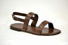 MENS DARK BROWN SANDALS SHOES MADE IN ITALY HANDMADE 100 LEATHER AND LEATHER