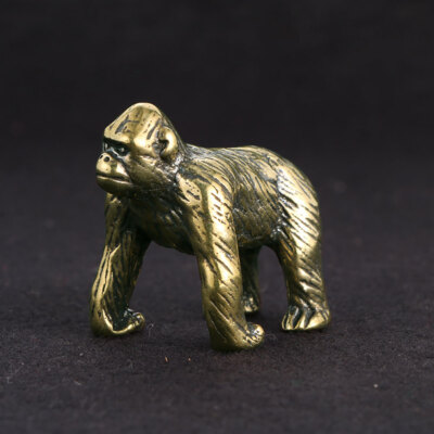 Brass Monkey Gorilla Statue Tea Pet Mini Figure Animal Craft Miniature Toy Solid