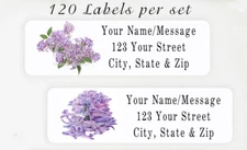120 Personalized Return Address Labels 2/3" x 1 3/4" - Lilacs Flowers