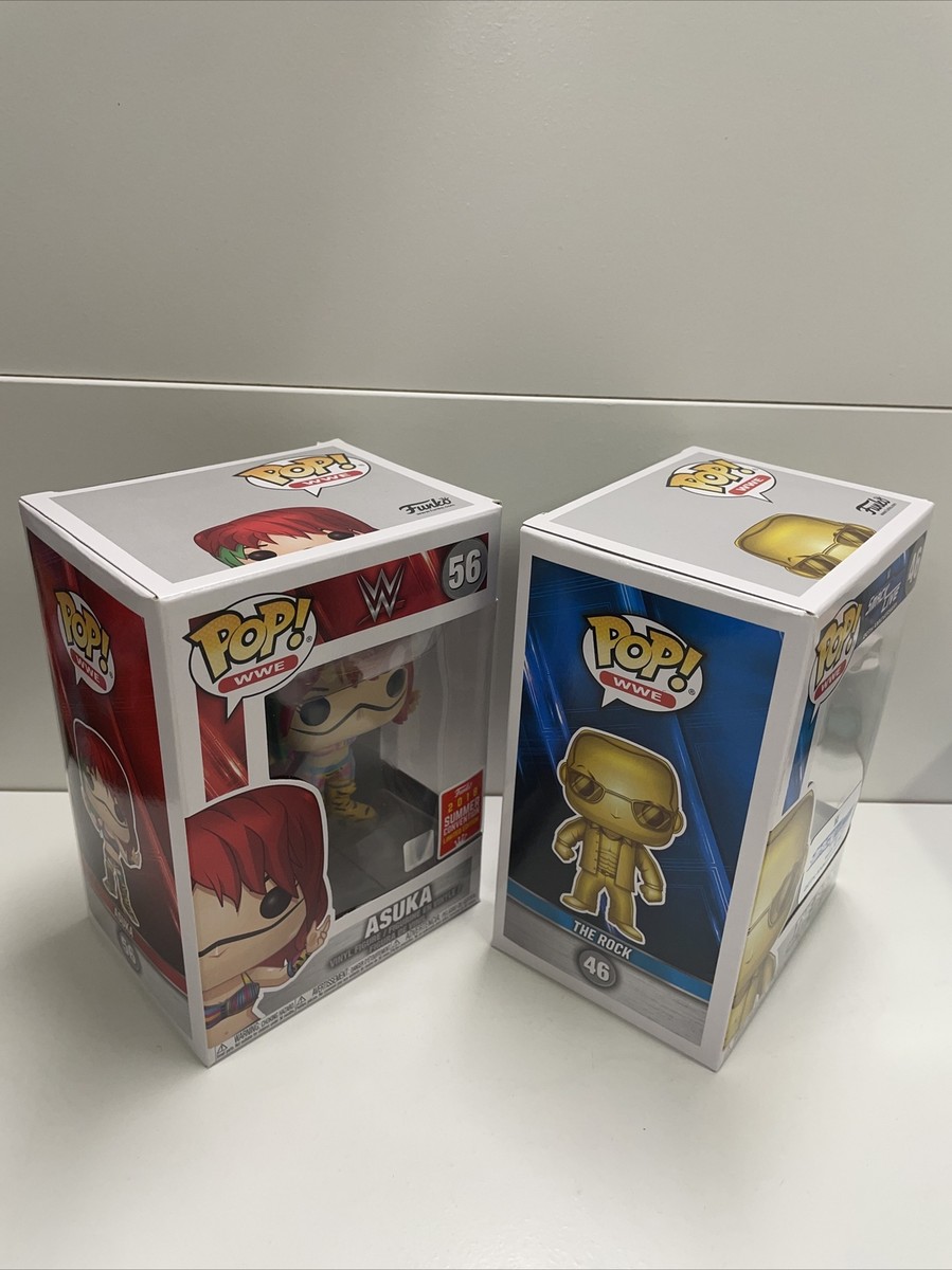 Funko Pop! WWE Asuka #56 2018 Summer Convention & Rock #46 20th