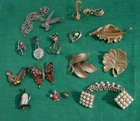 Vintage Costume Jewelry Wear Craft Pin Earring Sweater Clip Cat Bird Rooster
