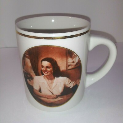 The Surrey Group Schaumburg IL 1987 Ivory Woman Writing Letter Coffee Cup Mug 