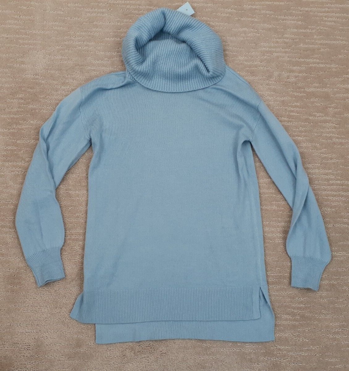 LOFT Cowl Neck Sweater Womens Size XXS Petite Blue Long Sleeve