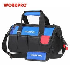 WORKPRO 18-Inch Tool Storage Bag Wide Open Mouth w/ Adjustable Shoulder Strap