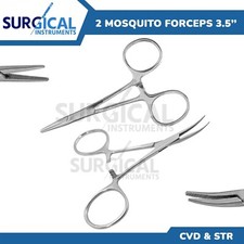 New 2Pc Set 3.5" Straight  Curved Hemostat Forceps Locking Clamps German Grade
