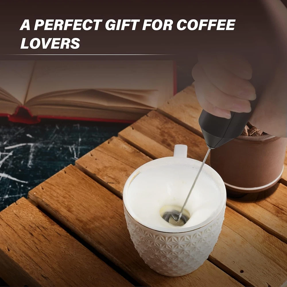 Milk Frother Handheld Battery Operated Whisk Foam Maker For Coffee With Stand