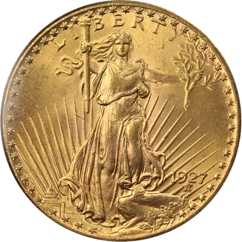 1927-P Saint-Gaudens Gold $20 Uncommon Holder OGH 2.1A PCGS MS62 Strong Strike