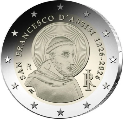 2 Euro Proof Heiliger Franz von Assisi 800. Todestag Italien 2026 - Bild 1 von 3