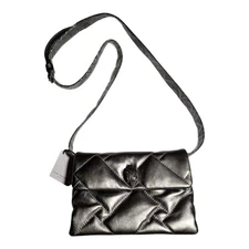 Kurt Geiger Kensington Gunmetal Soft Quilted Leather Medium Crossbody Bag NWT