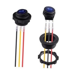 Blue Round LED Rocker Switch with Waterproof Housing 3 Pin 12V20A with Housing