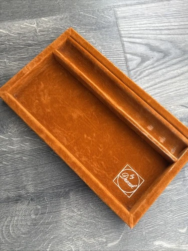 Vintage DREXEL 6x10 Tray Drawer, Orange Velvet Dresser Valet Jewelry Coin
