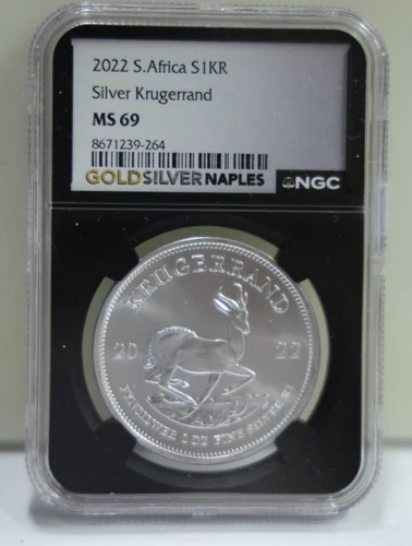 2022 South Africa 1 oz Silver Krugerrand NGC MS69 Black Core Slab