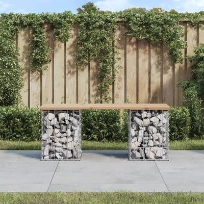 MARKENLOS vidaXL Gartenbank aus Gabionen 103x31,5x42 cm Kiefernholz Imprägniert
