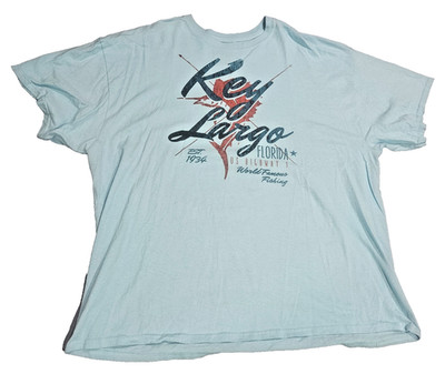 Tee Blue Short Sleeve Key Largo Print Easy Care Men's XXXL By Zubaz