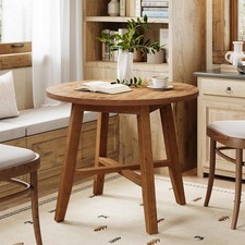 Solid Wood Round Dining Table for 2-4, 31.5 Inch Farmhouse Small Kitchen Table