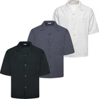 New Mens Short Sleeve Summer Shirt Open Collar Button Up Loose Casual Beach Top