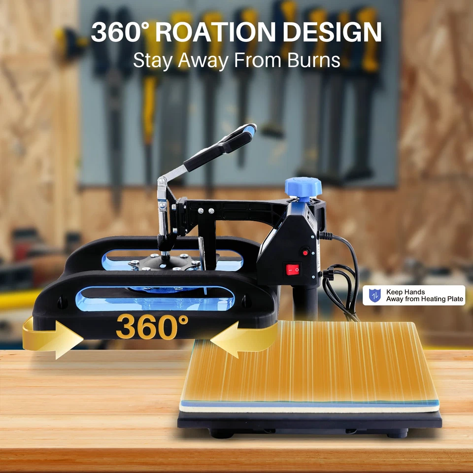 Máquina de Prensa de Calor 15x15 Transferencia de Calor Rotación 360° para Camiseta Sombrero Taza Placa Foto 2 de 4