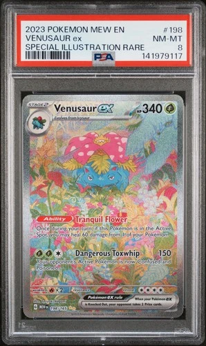 2023 POKEMON MEW EN-151 SPECIAL ILLUSTRATION RARE #198 VENUSAUR EX PSA 8