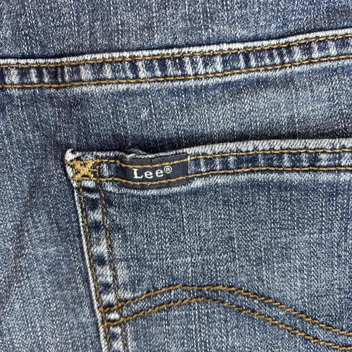 Lee Women Cut Off Denim Shorts 16 34x4Mid Rise Raw Hem Whiskered Med Wash VTG - Picture 7 of 15