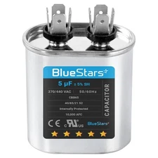 [2025 Upgraded] BlueStars 5 uF MFD ±5% 370-440VAC Oval Run Start Capacitor... 